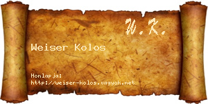 Weiser Kolos névjegykártya